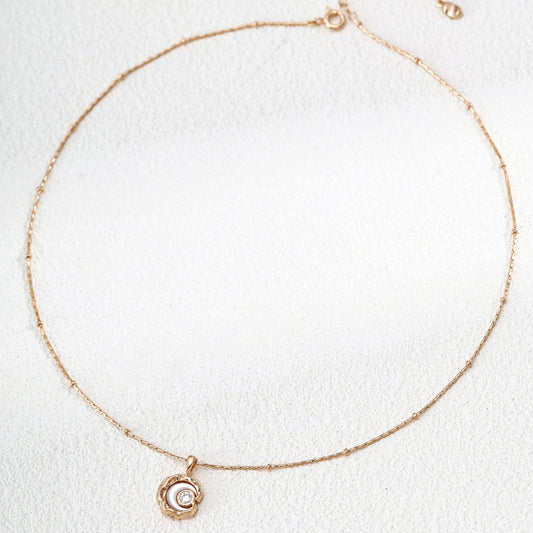 Star Moon Mother of Pearl Necklace, S925 Sterling Silver Cubic Zirconia Pendant Necklace in Vintage Gold Tone