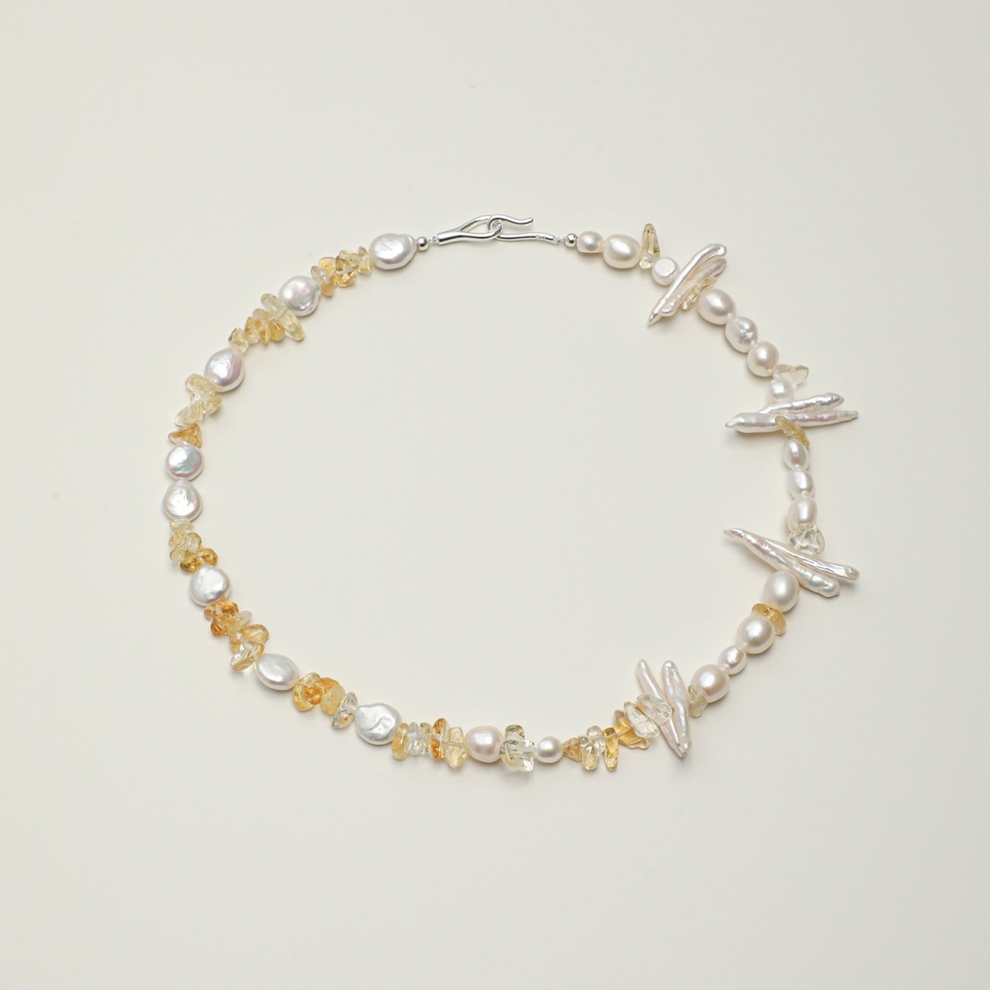 Golden Harvest Baroque Pearl & Yellow Crystal Necklace with Sterling Silver Clasp