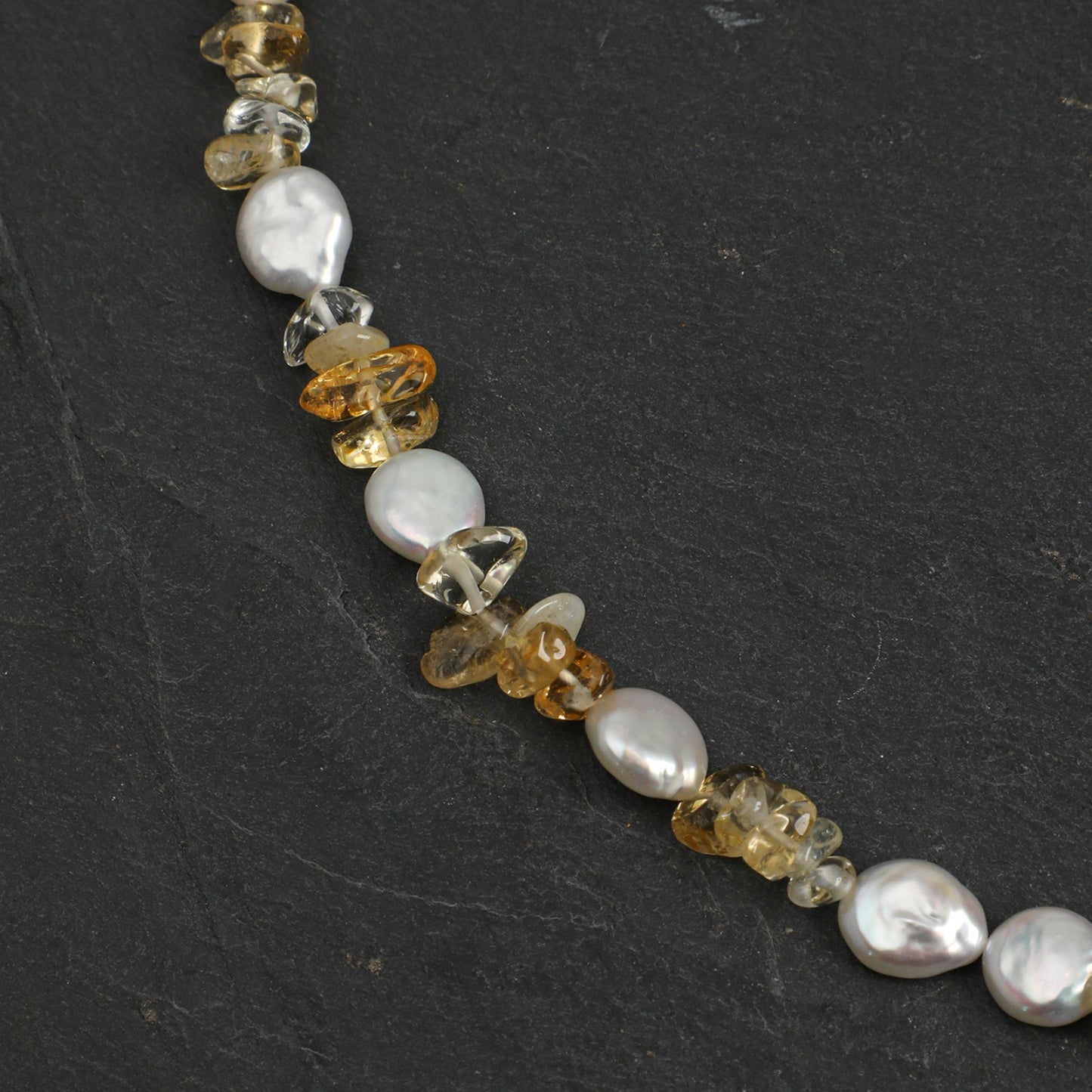 Golden Harvest Baroque Pearl & Yellow Crystal Necklace with Sterling Silver Clasp