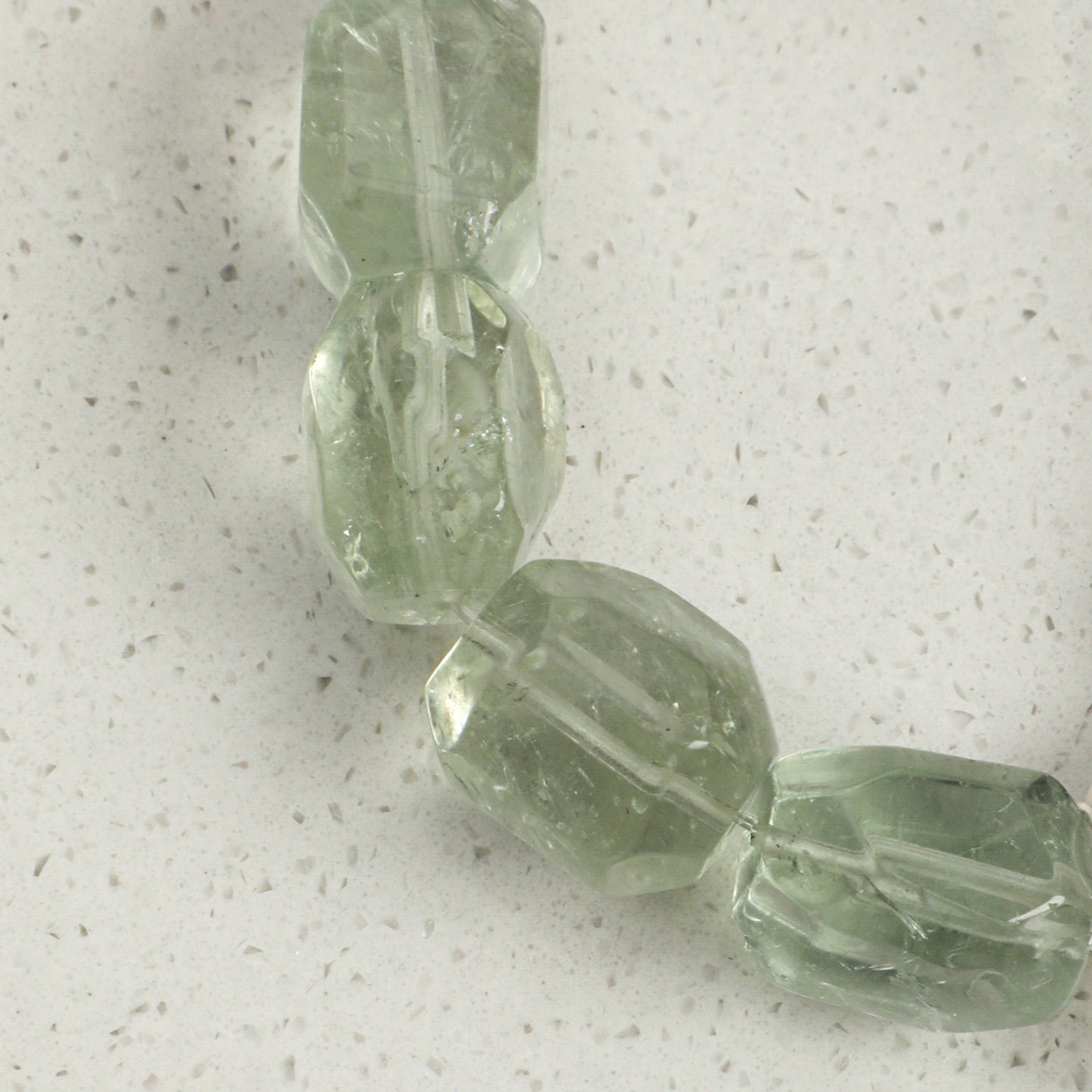 Natural Green Crystal Bracelet with Teardrop Baroque Pearl and Sterling Silver Charm