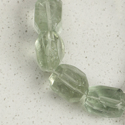 Natural Green Crystal Bracelet with Teardrop Baroque Pearl and Sterling Silver Charm